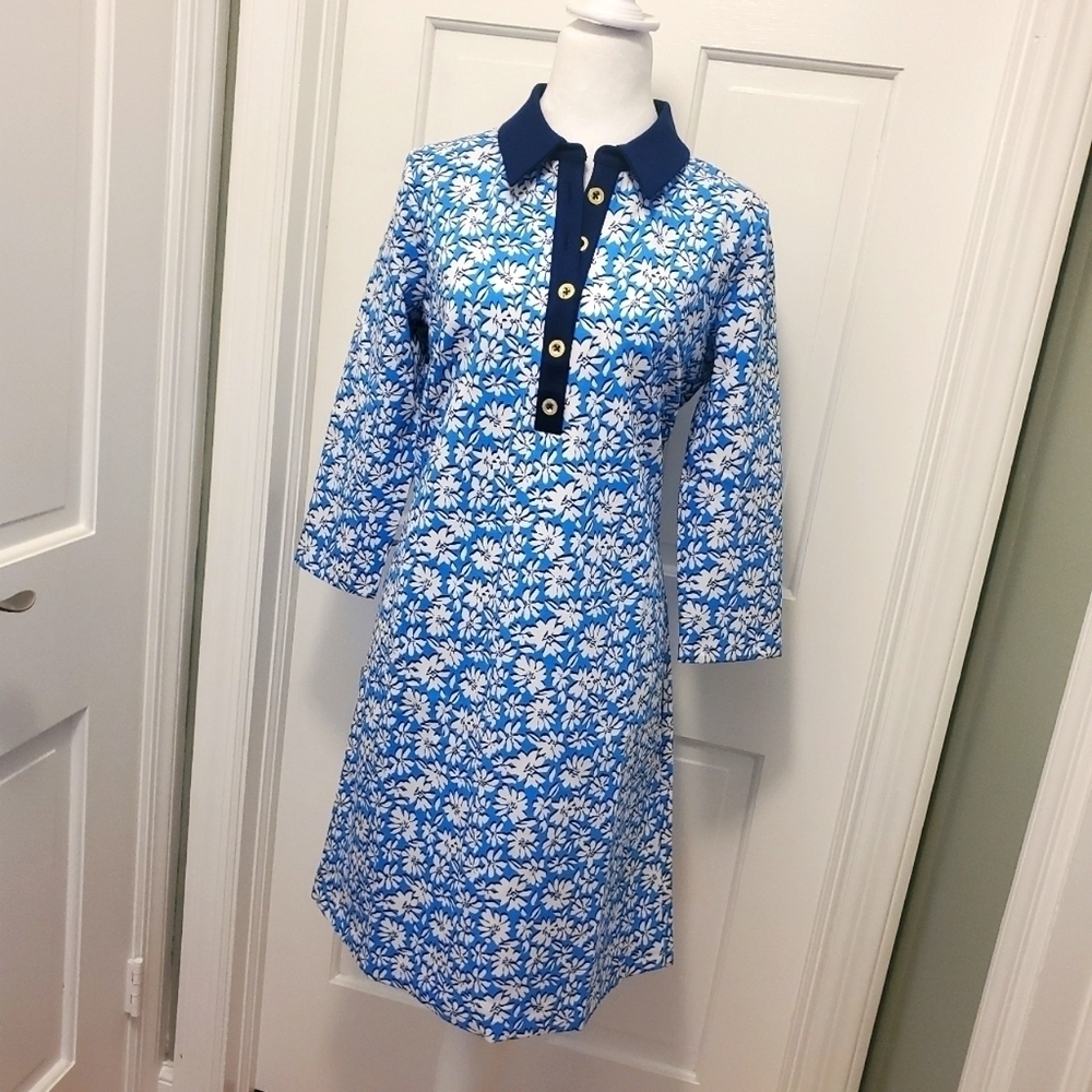 NWT Lilly Pulitzer Ainslee Lunar Blue Palm Beach Petals Dress Size Lge. Ret $188